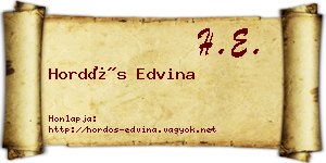 Hordós Edvina névjegykártya